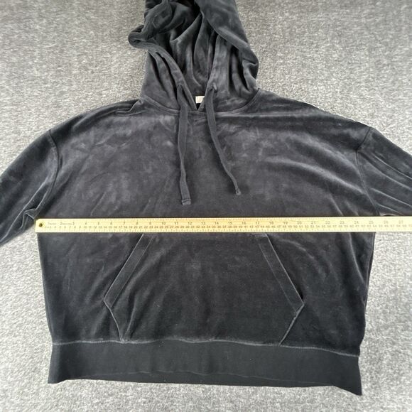 UGG Iris Velour Track Jacket Womens Sz S Black Hoodie Front Pocket Sweatshirt - Picture 6 of 9